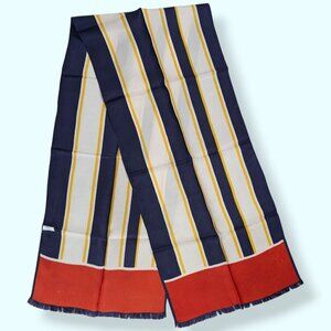 V. Prova Striped Thin Rectangular Fringe Scarf